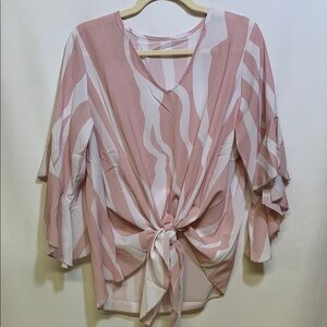 Pink and White Women's Top